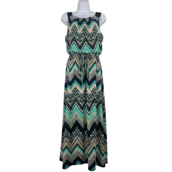 NY Collection Womens Maxi Dress Multicolor Chevron Print Sleeveless Small - Picture 1 of 10
